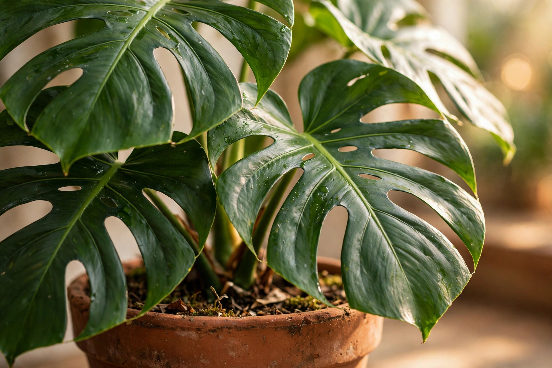 Monstera plant in a terracotta pot